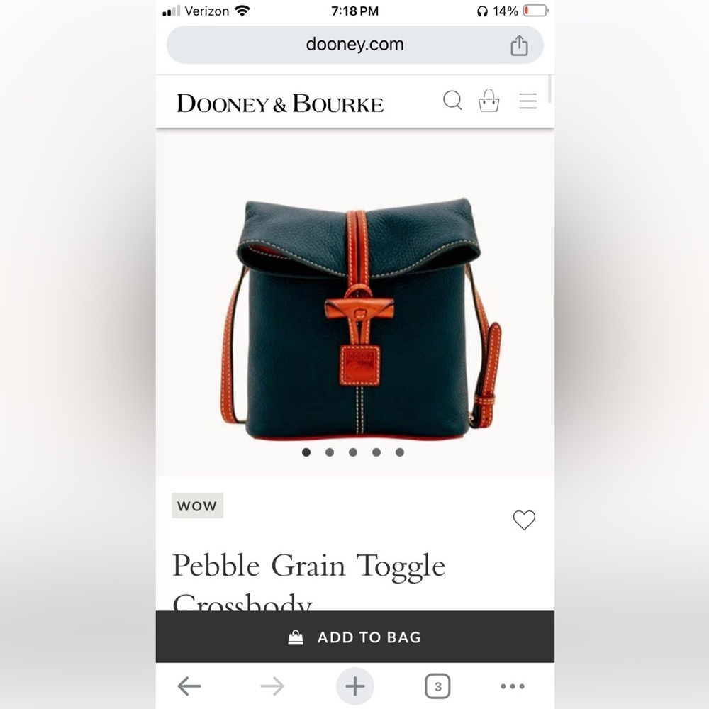 NTW Dooney and Bourke toggle cross body purse, black